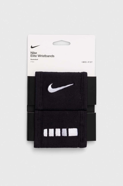 Nike opaski na nadgarstek 2-pack kolor czarny