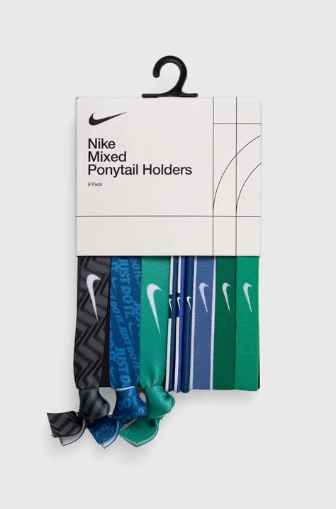 Elastike za lase Nike 9-pack zelena barva