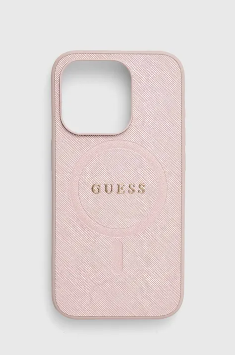 Puzdro na mobil Guess iPhone 15 Pro 6.1 ružová farba, GUHMP15LPSAHMCP
