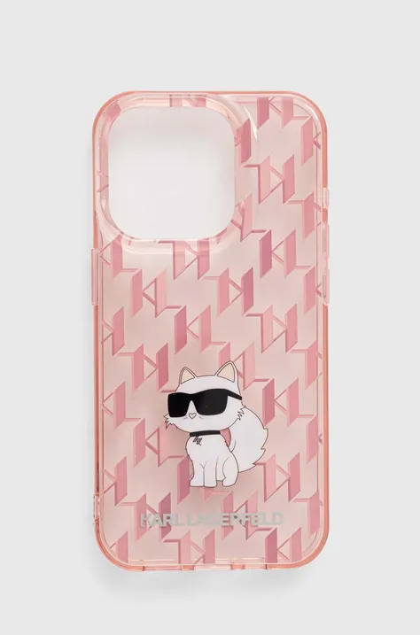 Etui za telefon Karl Lagerfeld iPhone 15 Pro 6.1 roza barva, KLHCP15LHNCMKLP