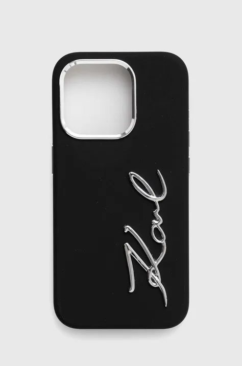 Karl Lagerfeld Husă pentru telefon iPhone 15 Pro 6.1 culoarea negru, KLHCP15LSCMSMVK