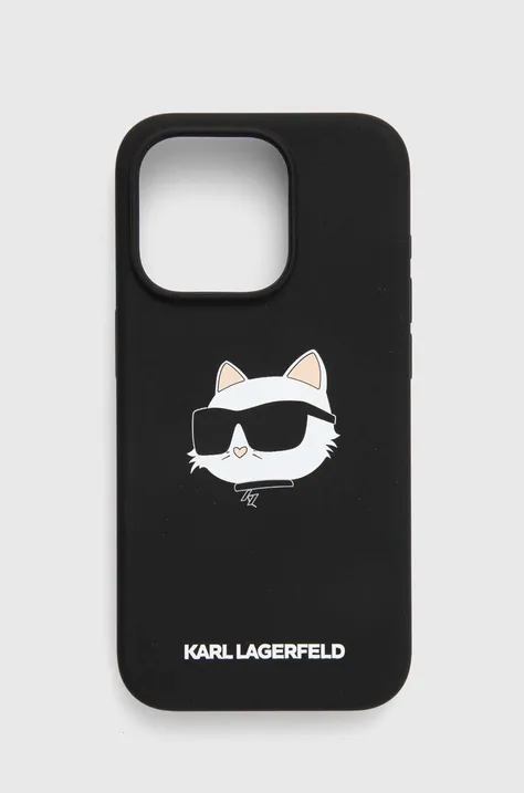 Etui za telefon Karl Lagerfeld iPhone 15 Pro 6.1 črna barva, KLHMP15LSCHPPLK