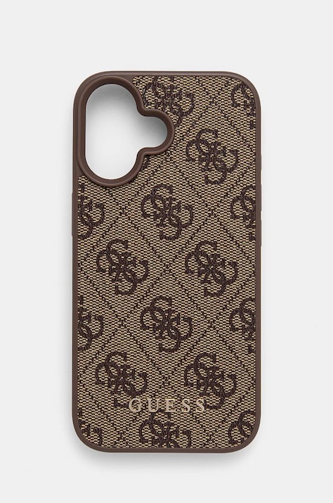 Etui za telefon Guess iPhone 16 6.1 rjava barva, GUHCP16SG4GFBR