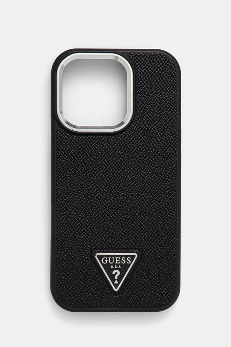 Etui za telefon Guess iPhone 16 Pro 6.3 črna barva, GUHMP16LPGTSPSK