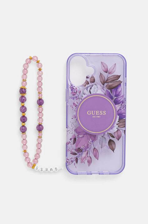 Guess etui pentru telefon iPhone 16 Plus 6.7 culoarea violet, GUHMP16MHFWBRCESU