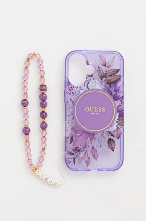 Guess etui pentru telefon iPhone 16 6.1 culoarea violet, GUHMP16SHFWBRCESU