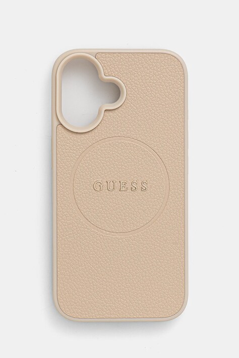 Guess etui pentru telefon iPhone 16 6.1 culoarea bej, GUHMP16SPGHSMME
