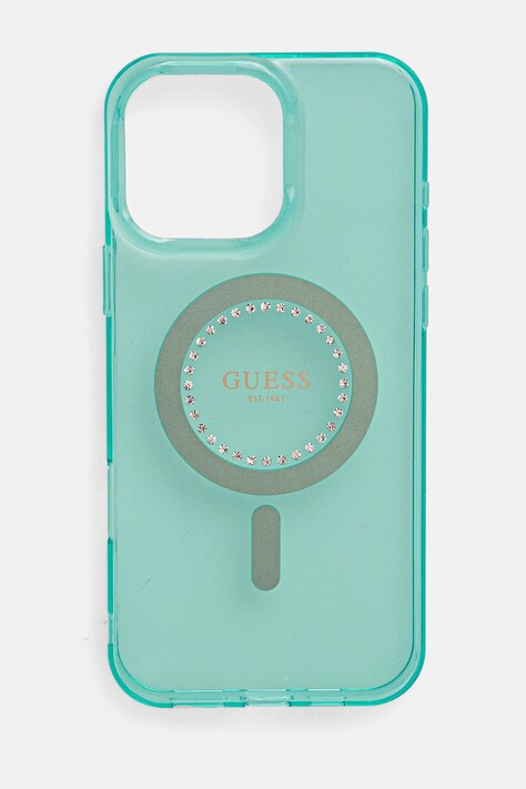Obal na telefon Guess iPhone 16 Pro Max 6.9 tyrkysová barva, GUHMP16XPFTDTEN