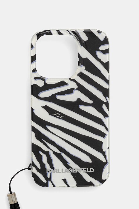 Obal na telefon Karl Lagerfeld iPhone 16 Pro 6.3 černá barva, KLHCP16LHZBPKCCK