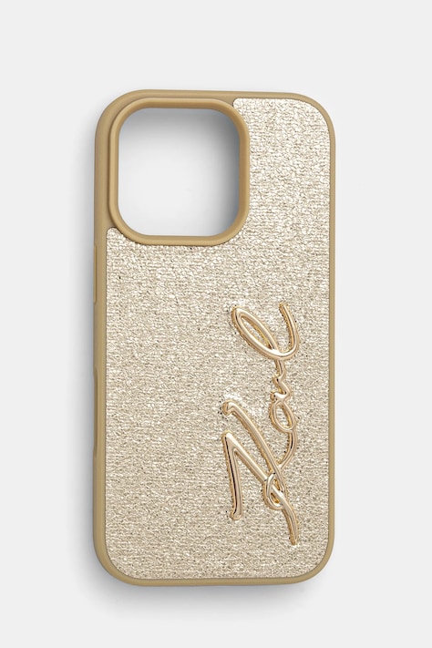 Θήκη κινητού Karl Lagerfeld iPhone 16 Pro 6.3 χρώμα: χρυσαφί, KLHCP16LPFMFBKMD