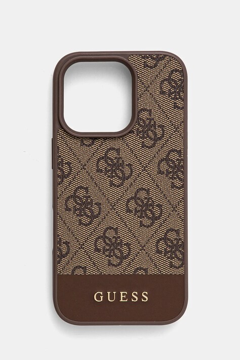 Obal na telefon Guess iPhone 16 Pro 6.3 hnědá barva, GUHCP16LG4GLBR