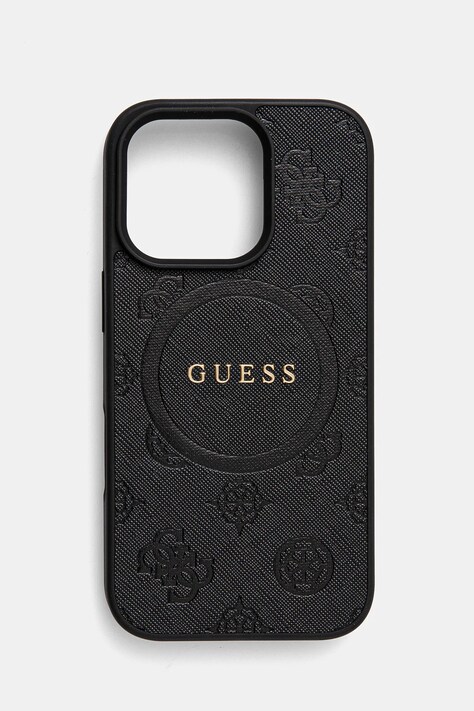 Obal na telefon Guess iPhone 16 Pro 6.3 černá barva, GUHMP16LPSAPSMEK