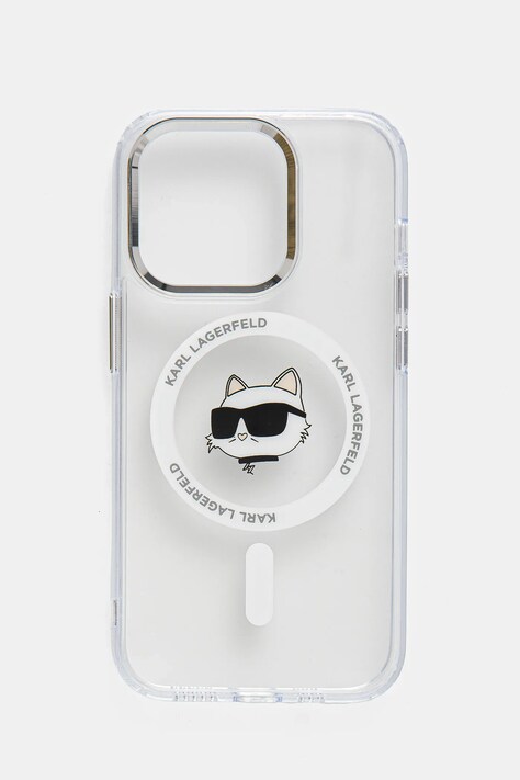 Obal na telefon Karl Lagerfeld iPhone 14 Pro 6.1 průhledná barva, KLHMP14LHLSCHH