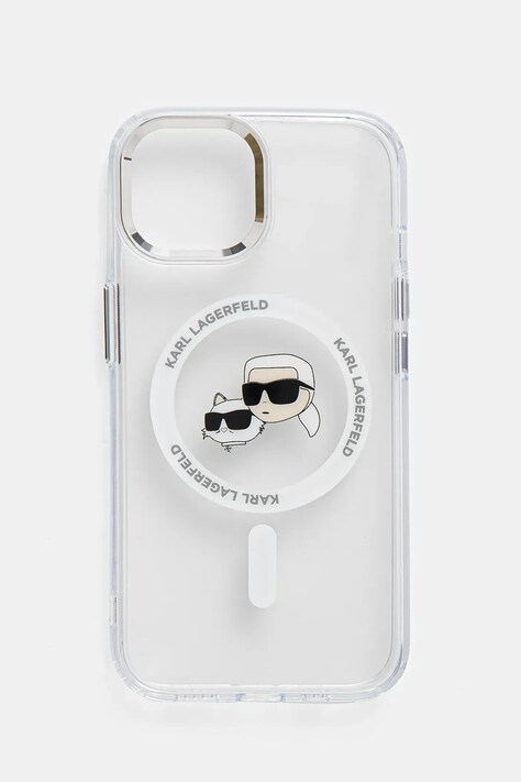 Obal na telefon Karl Lagerfeld iPhone 15 6.1 průhledná barva, KLHMP15SHLSKCH