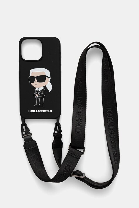Obal na telefon Karl Lagerfeld iPhone 15 Pro Max 6.7 černá barva, KLHCP15XSCBSKNK