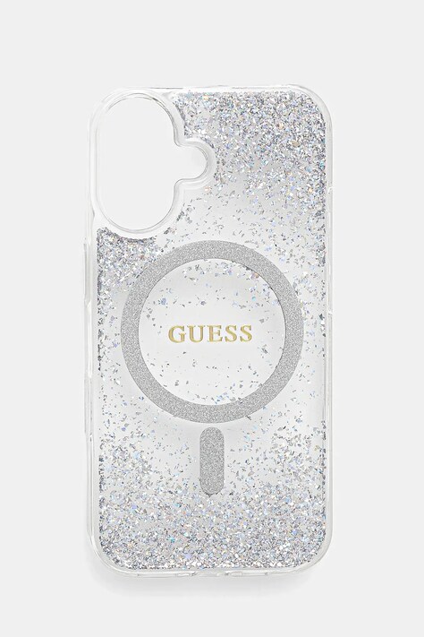 Obal na telefon Guess iPhone 16 stříbrná barva, GUHMP16SRGRGES