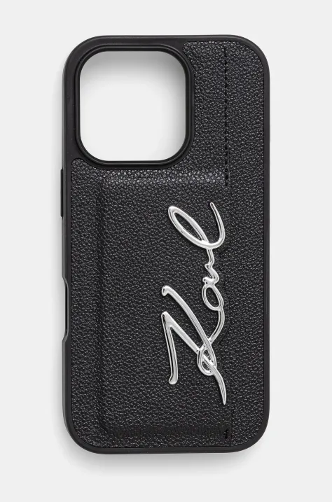 Karl Lagerfeld custodia per telefono iPhone 16 Pro colore nero KLHCP16LPGPVKSK