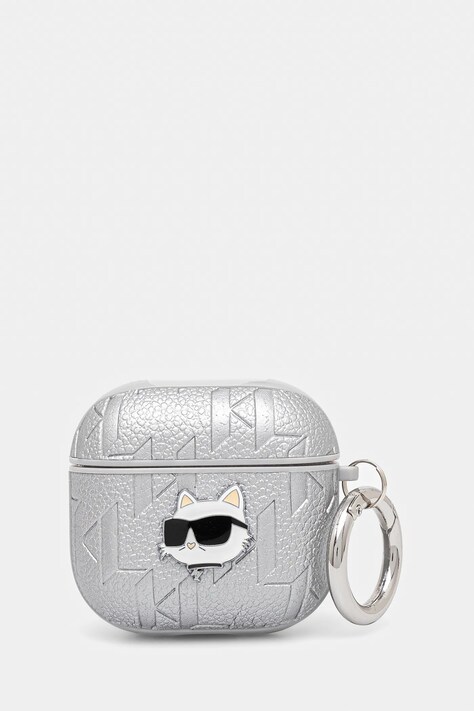 Kryt na airpods Karl Lagerfeld AirPods 4 stříbrná barva, KLA4PGCHPS