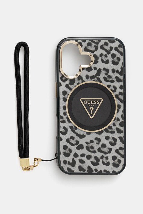 Guess carcasă de telefon iPhone 16 culoarea negru, GUHMP16SHLORSSK