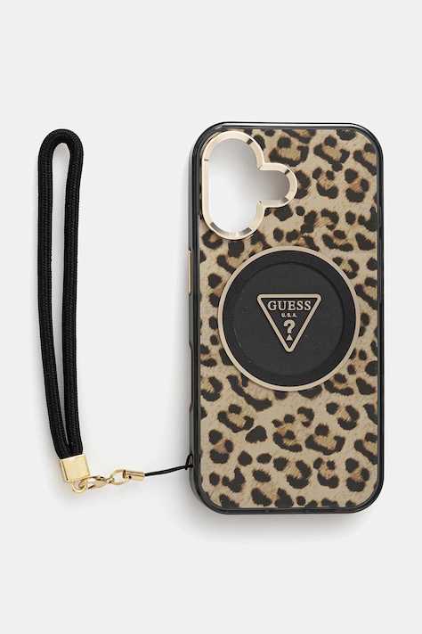 Obal na telefon Guess iPhone 16 hnědá barva, GUHMP16SHLORSSW