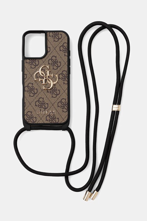 Guess carcasă de telefon iPhone 16 culoarea maro, GUHCP16SP4GMGCRW