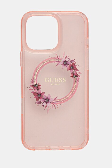 Obal na telefon Guess iPhone 16 Pro Max růžová barva, GUHMP16XHFWFCP