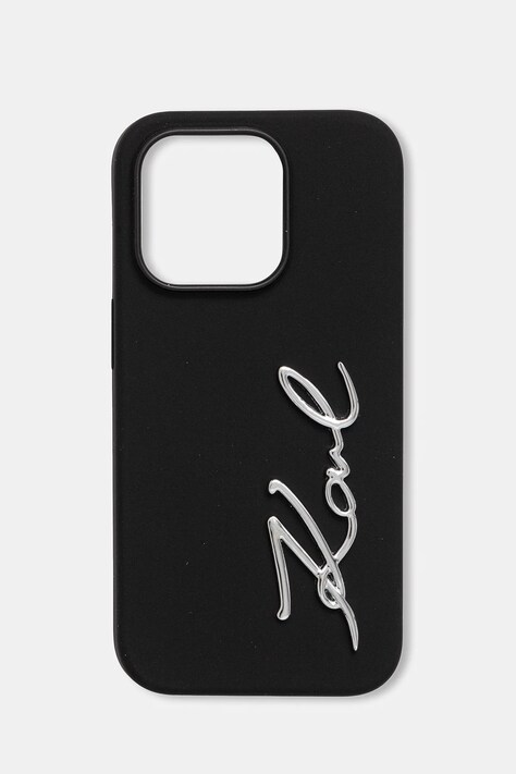 Karl Lagerfeld carcasă de telefon iPhone 14 Pro culoarea negru, KLHCP14LSCMSMVK