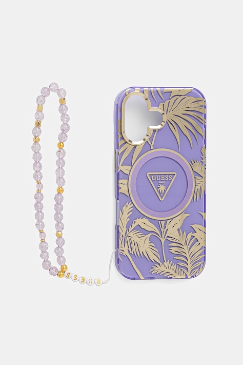 Obal na telefon Guess iPhone 16 fialová barva, GUHMP16SHPCTPLSU