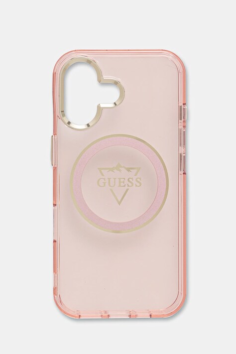 Obal na telefon Guess iPhone 16 růžová barva, GUHMP16SHFGTMSLSP