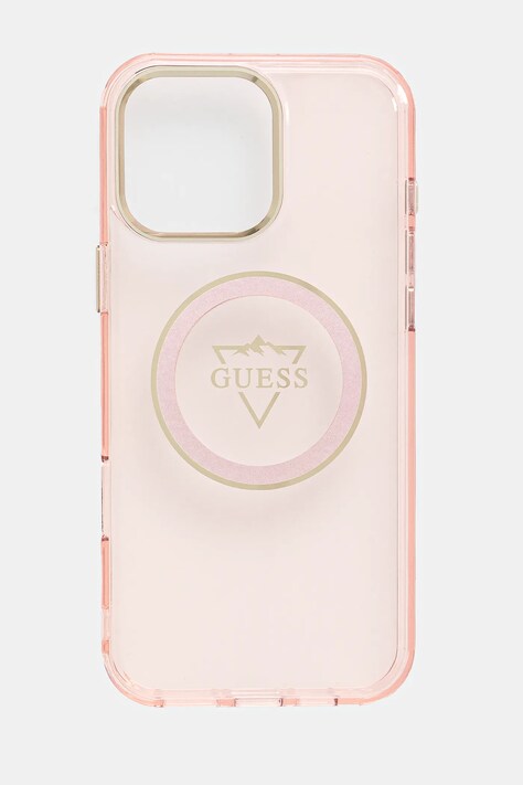Obal na telefon Guess iPhone 16 Pro Max růžová barva, GUHMP16XHFGTMSLSP
