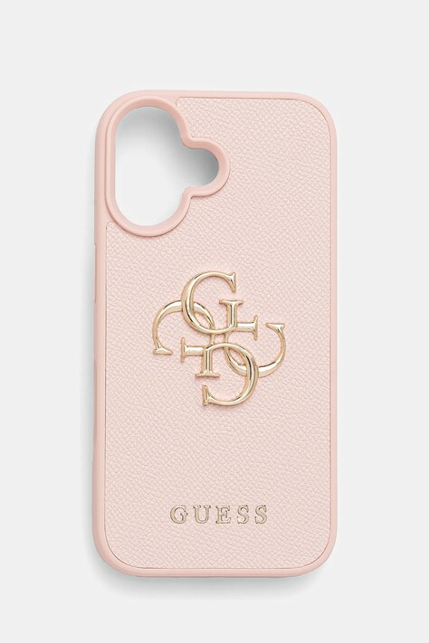 Obal na telefon Guess iPhone 16 růžová barva, GUHCP16SPGT4MBP