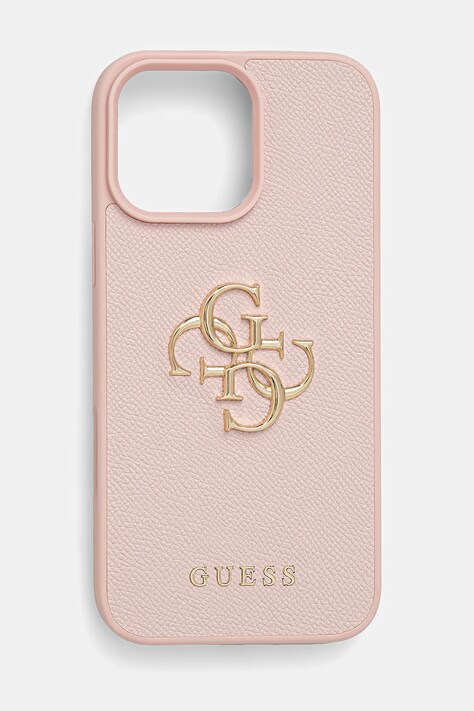 Obal na telefon Guess iPhone 16 Pro Max růžová barva, GUHCP16XPGT4MBP