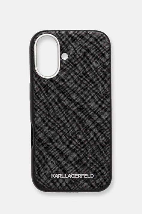 Obal na telefon Karl Lagerfeld iPhone 16 černá barva, KLHMP16SPSAFWMCK