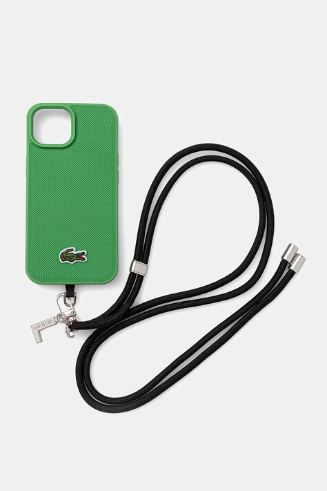 Obal na telefon Lacoste iPhone 15 zelená barva, LCHMBCP15SPVCN