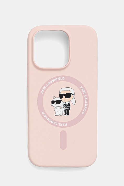 Obal na telefon Karl Lagerfeld iPhone 16 Pro růžová barva, KLHMP16LSCMKCRHP
