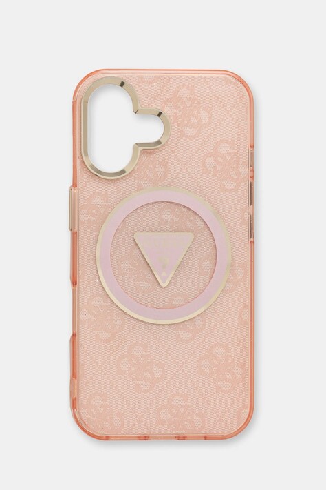 Obal na telefon Guess iPhone 16 růžová barva, GUHMP16SHG4PRTGP