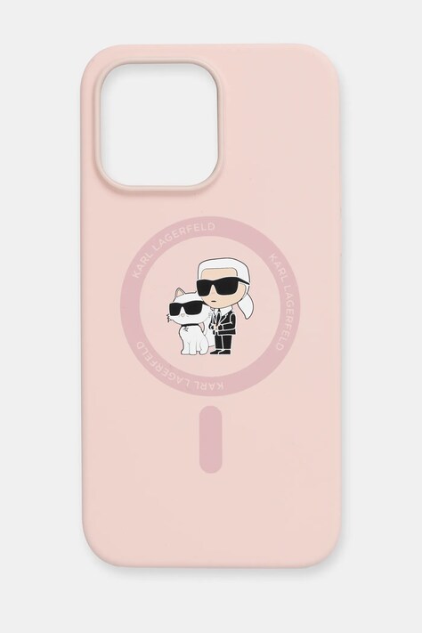 Puzdro na mobil Karl Lagerfeld iPhone 14 Pro Max ružová farba, KLHMP14XSCMKCRHP