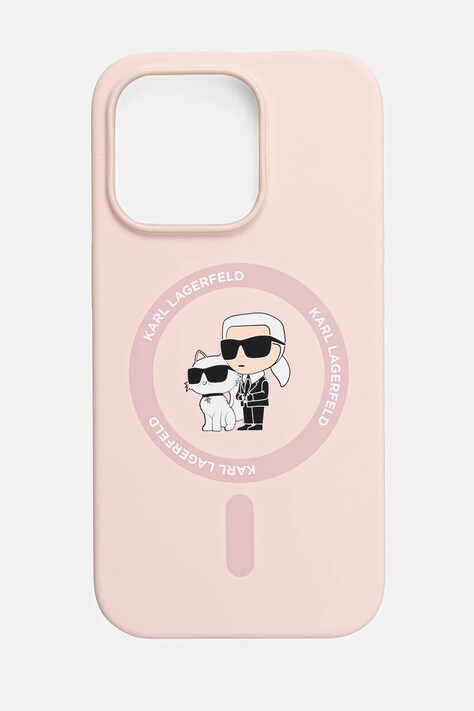 Obal na telefon Karl Lagerfeld iPhone 14 Pro růžová barva, KLHMP14LSCMKCRHP