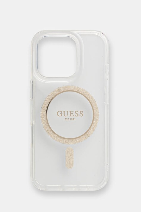 Obal na telefon Guess iPhone 16 Pro průhledná barva, GUHMP16LHFGERET