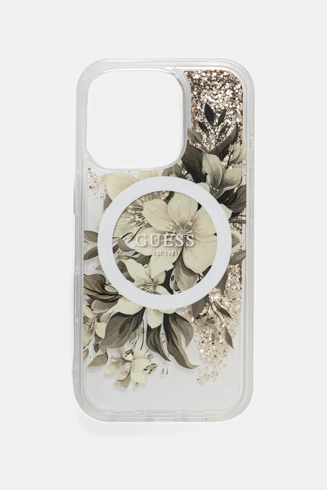 Obal na telefon Guess iPhone 16 Pro průhledná barva, GUHMP16LLFMWTE