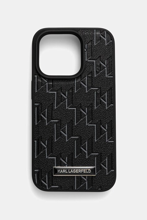Obal na telefon Karl Lagerfeld iPhone 15 Pro černá barva, KLHMP15LPKHPORPK