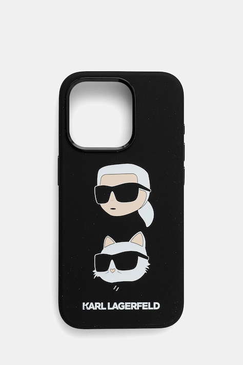 Obal na telefon Karl Lagerfeld iPhone 15 Pro 6.1" černá barva, KLHCP15LSDHKCNK