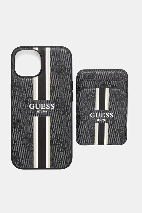 Guess husă pentru telefon iPhone 15 culoarea negru, GUBPHCP15SP4RPSK