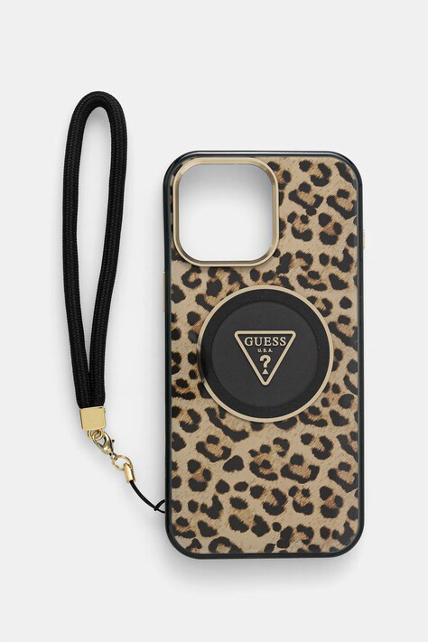 Guess etui na telefon iPhone 16 Pro Max kolor brązowy GUHMP16XHLORSSW