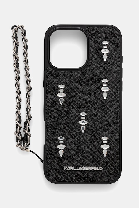 Obal na telefon Karl Lagerfeld iPhone 16 Pro Max černá barva, KLHCP16XPSADJSK