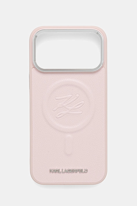Obal na telefon Karl Lagerfeld iPhone 17 Pro Max růžová barva, KLHMP17XPGFKLRDP
