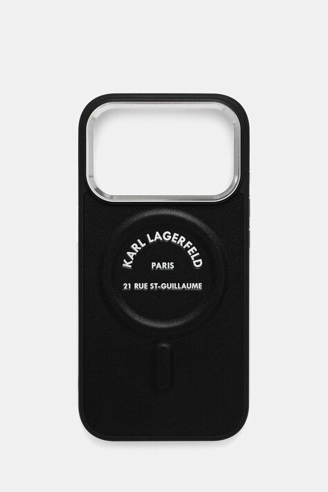 Puzdro na mobil Karl Lagerfeld iPhone 17 Pro čierna farba, KLHMP17LPSKRSGEK