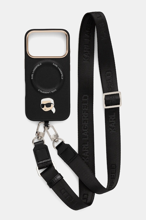 Karl Lagerfeld husă pentru telefon iPhone 17 Pro culoarea negru, KLHMP17LPCRLRKLK