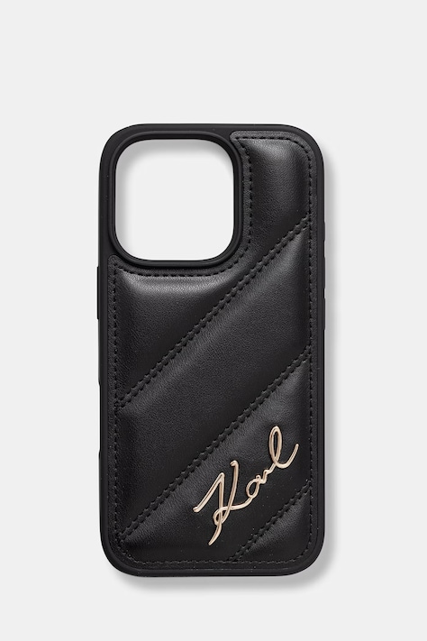 Karl Lagerfeld etui na telefon z imitacji skóry iPhone 16 Pro czarny KLHCP16LPQDSMGK