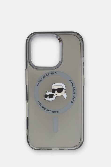 Karl Lagerfeld etui na telefon iPhone 16 Pro szare KLHMP16LHLSKCK